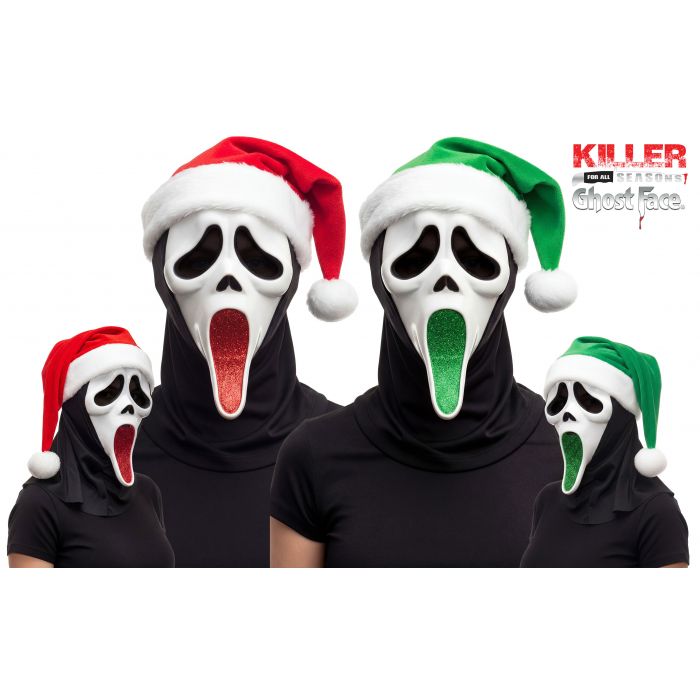 Ghost Face Glitter Santa Mask (Red & Green Assortment)
