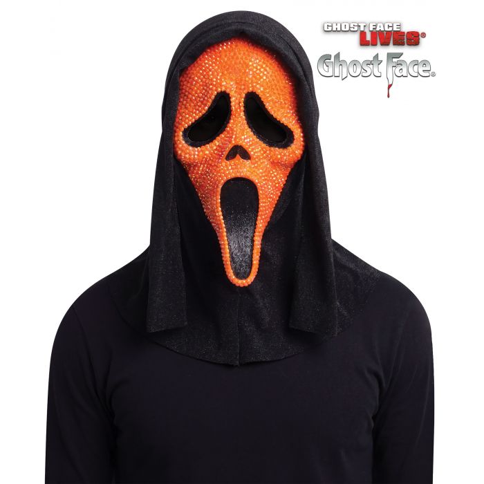 Ghost Face Orange Bling Mask