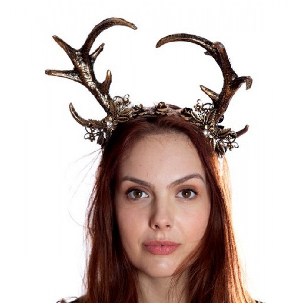 Gold Rustic Antler Headband