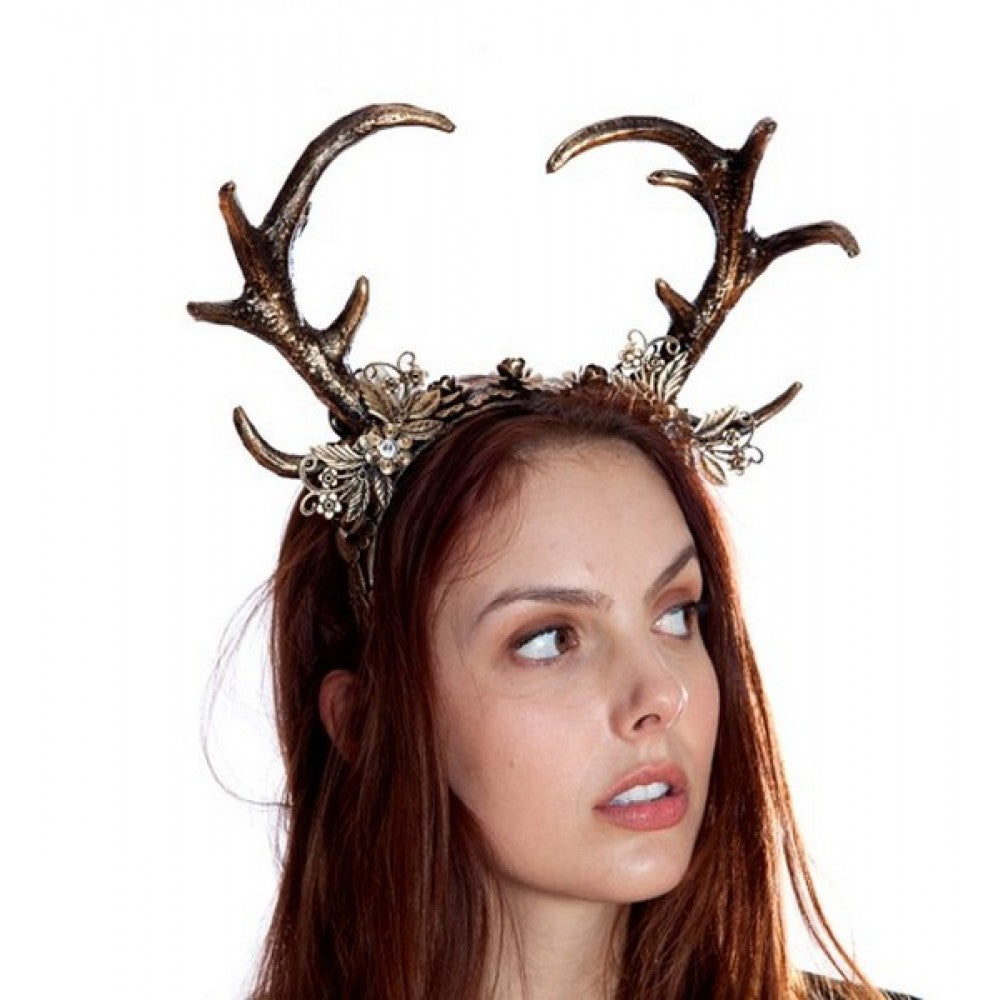 Gold Rustic Antler Headband