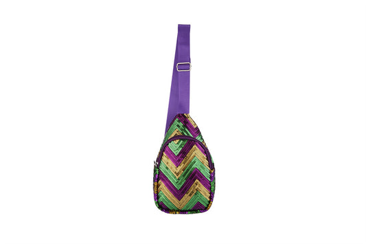 Mardi Gras Sequin Chevron Sling Bag