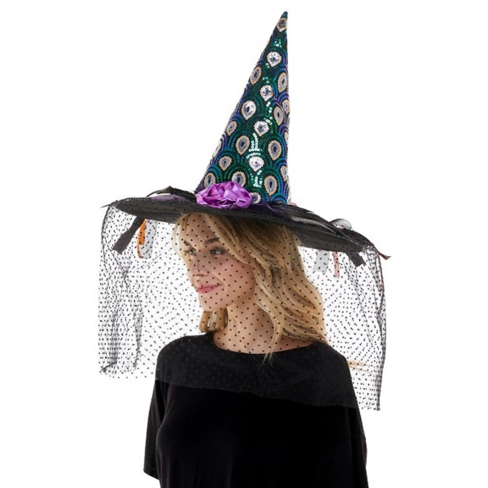 Halloween Peacock Witch Hat