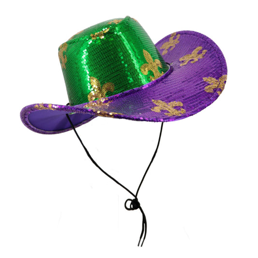 Mardi Gras Fleur De Lis Cowboy Hat