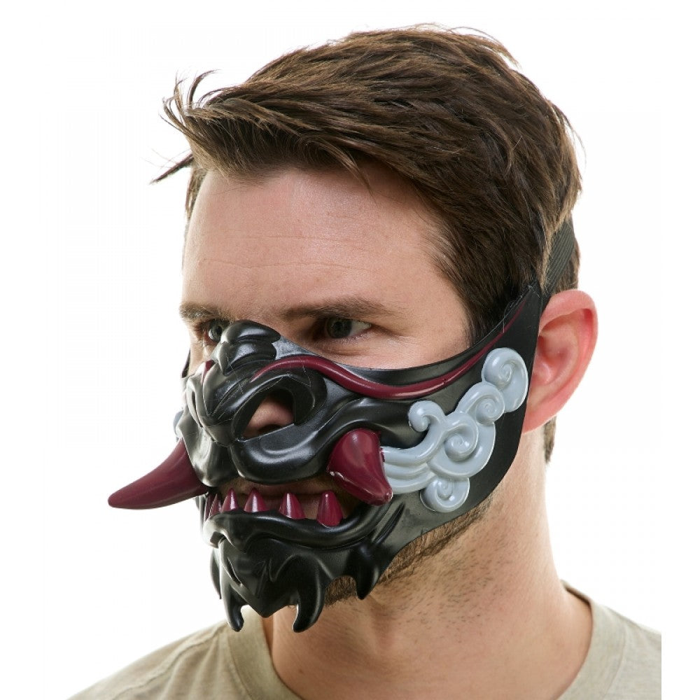 Japanese Style Oni Mask - Black/Red