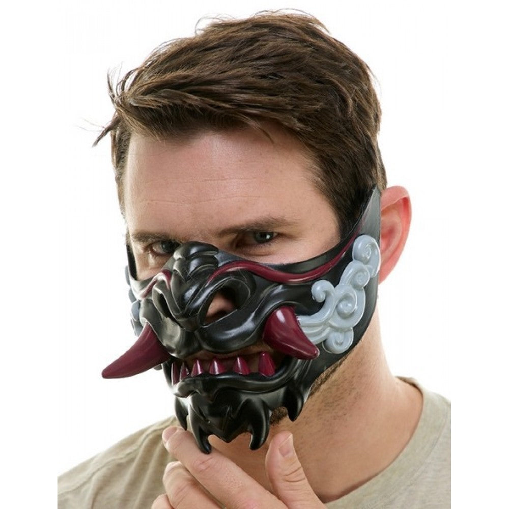 Japanese Style Oni Mask - Black/Red