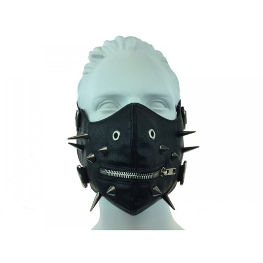 Leather Mouth Mask W/ Spike & Zip