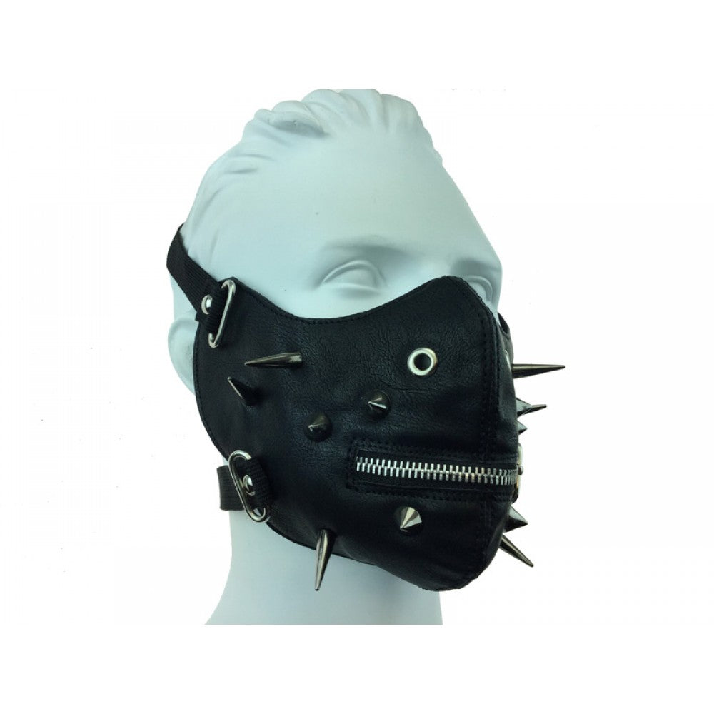Leather Mouth Mask W/ Spike & Zip