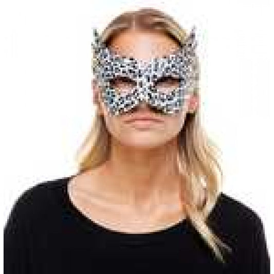 Leather Spike Studs Mask - Leopard Print