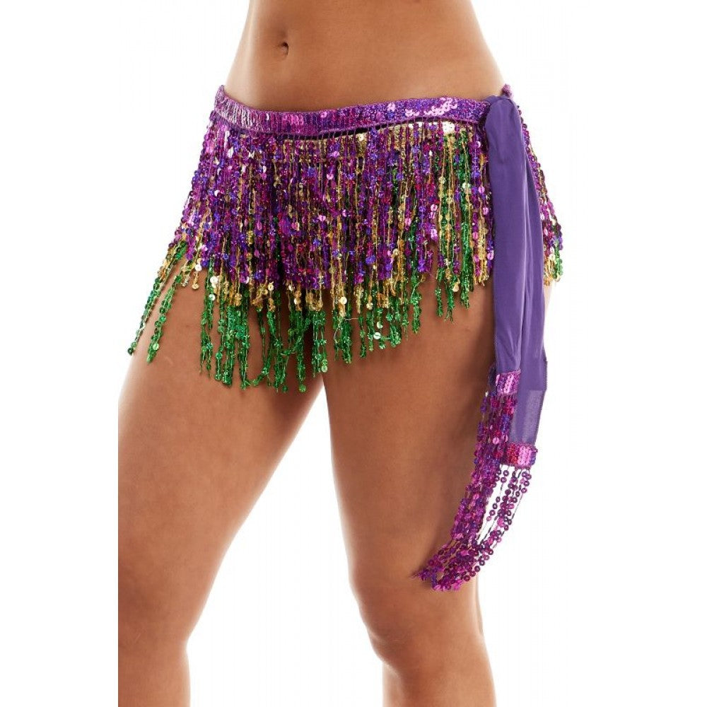 Mardi Gras Sequin Fringe Skirt