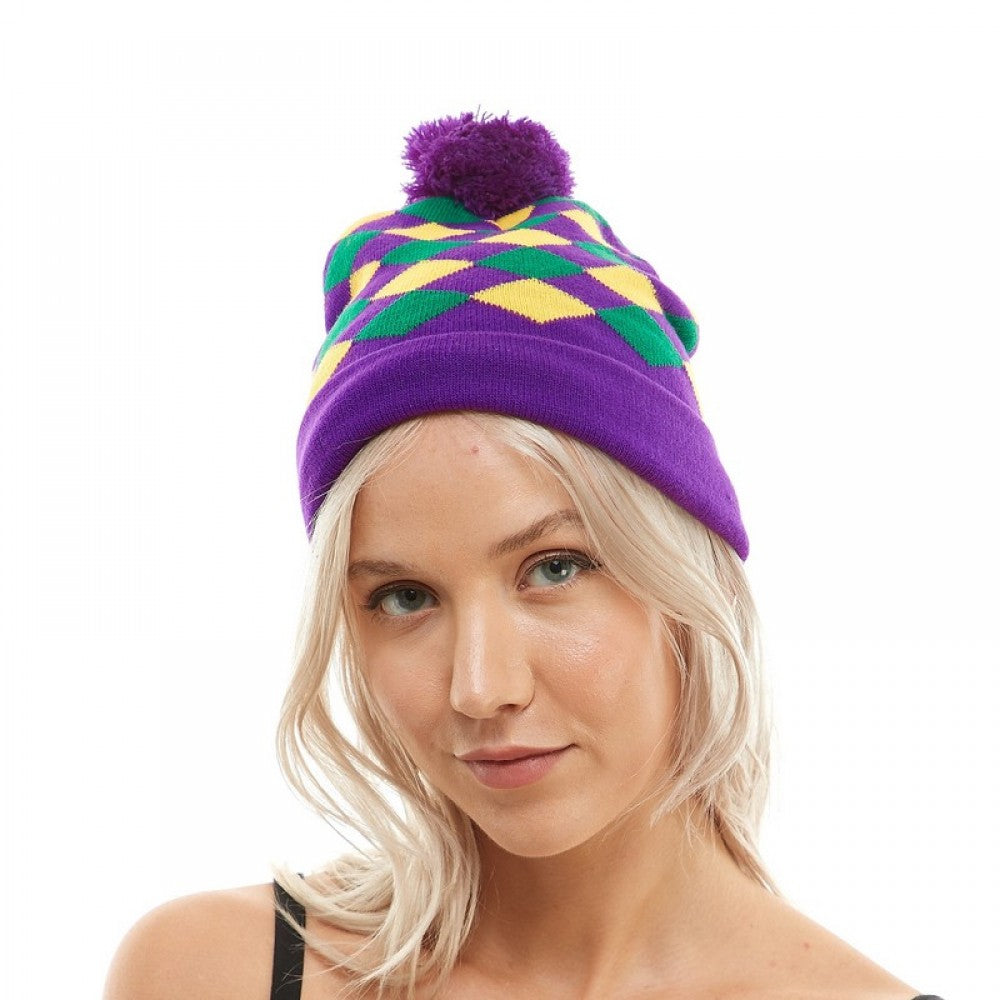 Mardi Gras Halequin Beanie Beanie Hat - PGG