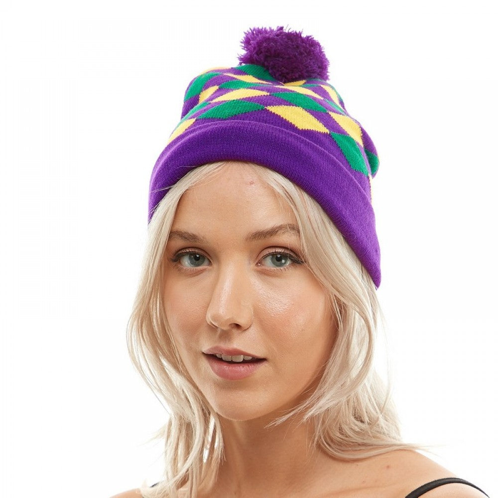 Mardi Gras Halequin Beanie Beanie Hat - PGG