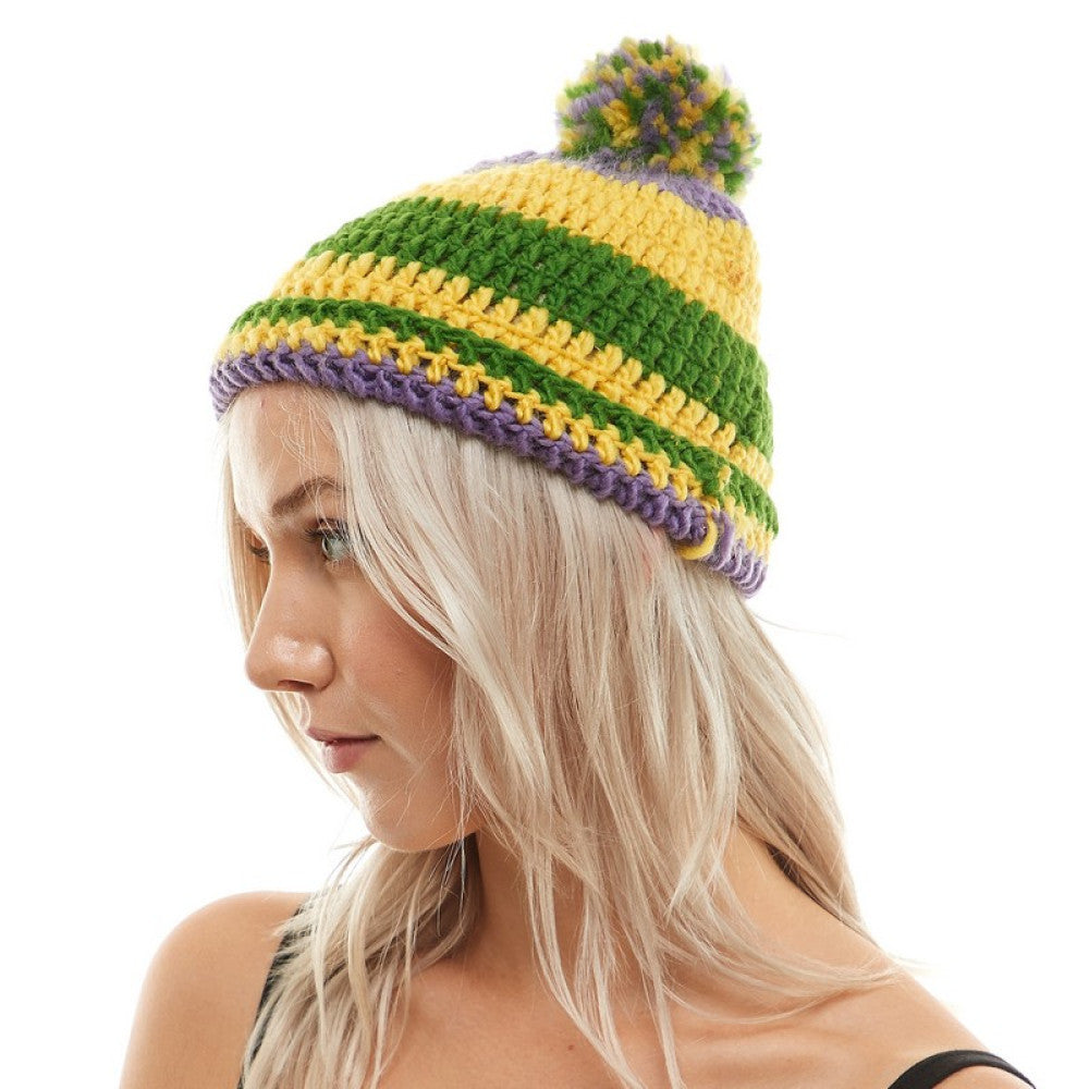 Mardi Gras Knit Beanie