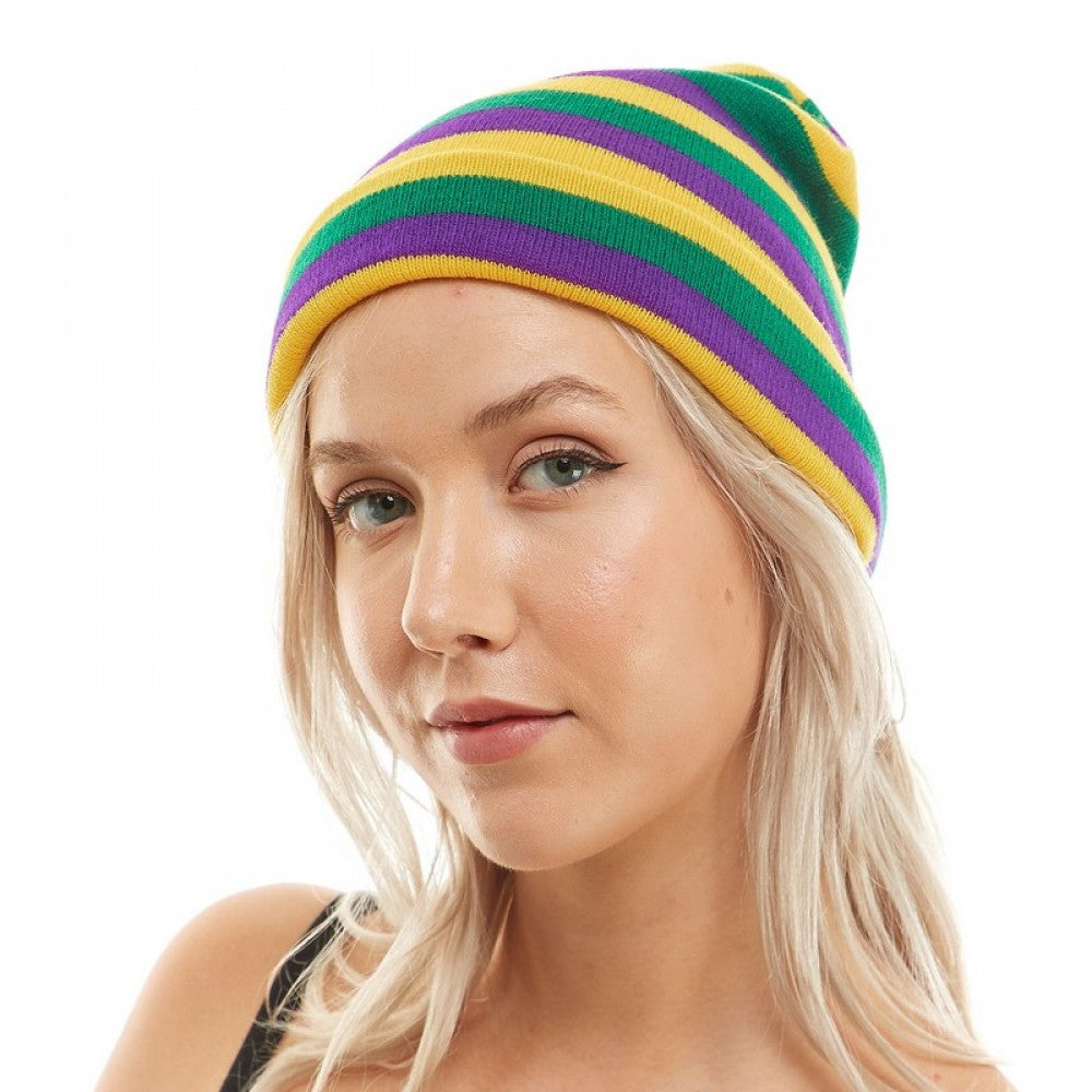 Mardi Gras PGG Striped Beanie