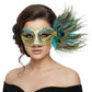 Masquerade Mask w/ Peacock Feathers: Gold