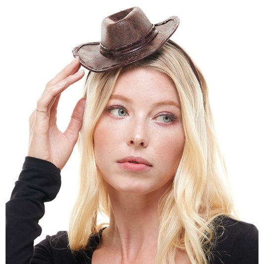 Mini Distressed Cowboy Hat Headband