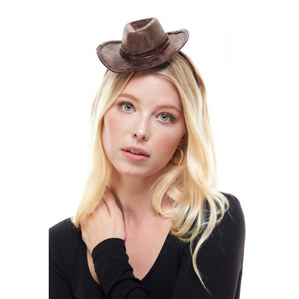 Mini Distressed Cowboy Hat Headband