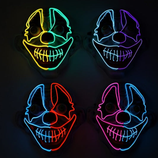 Neon Light-Up Scary Clown Mask
