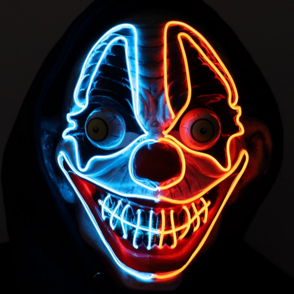Neon Light-Up Scary Clown Mask