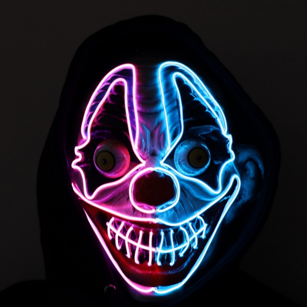 Neon Light-Up Scary Clown Mask