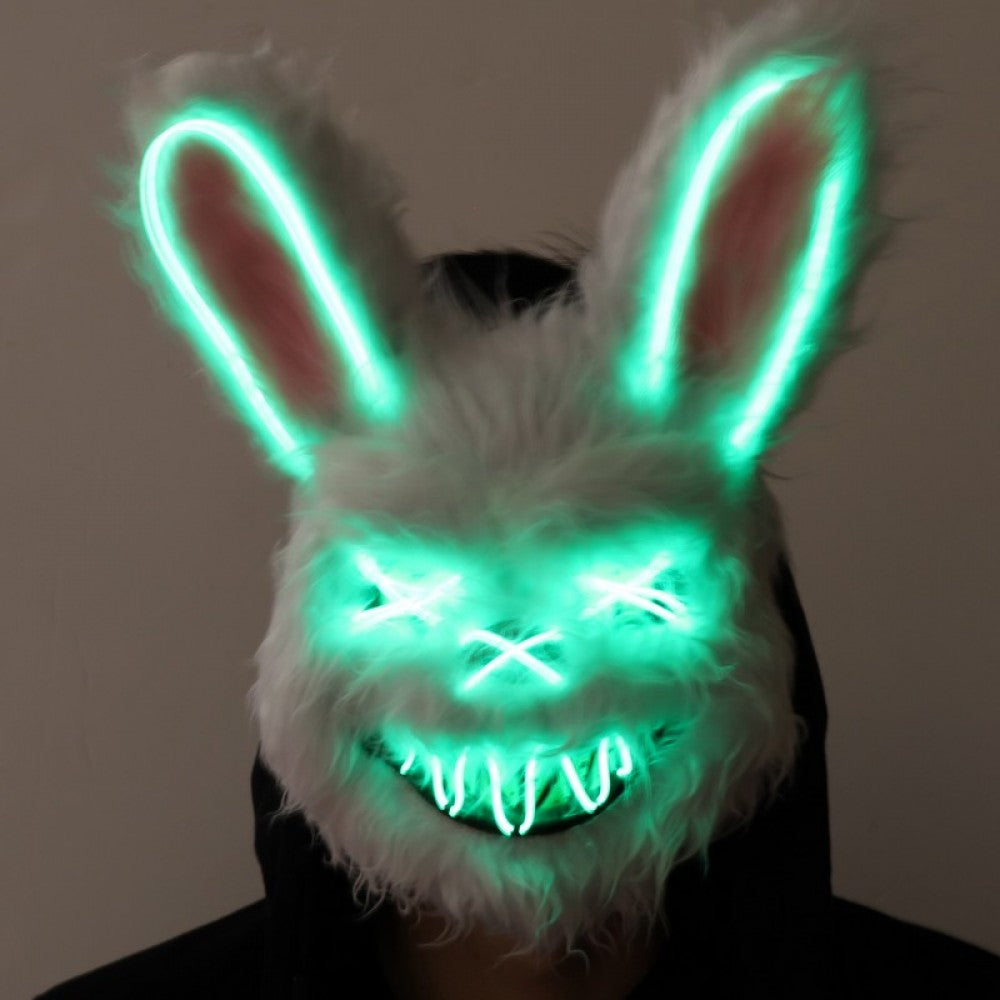 Neon Light-Up Furry Rabbit Mask