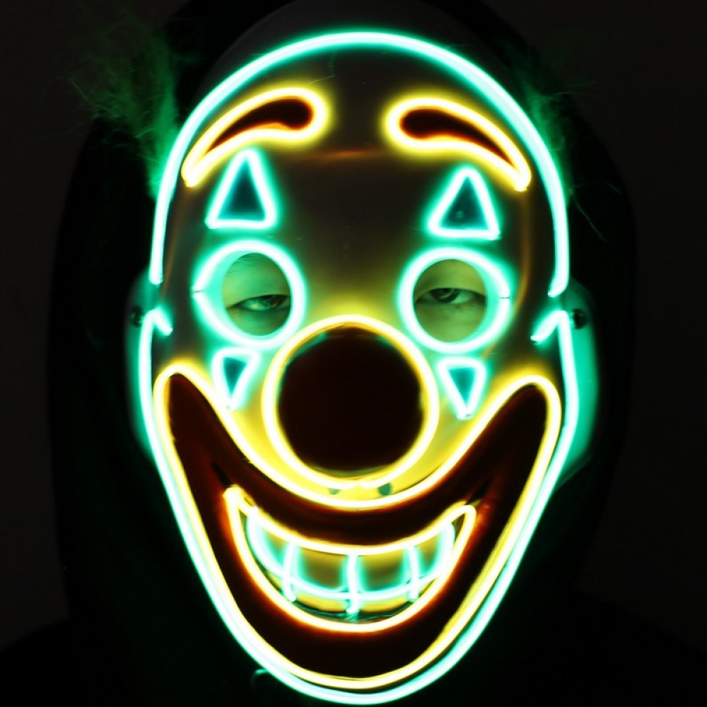 Neon Light-Up Rainbow Clown Mask
