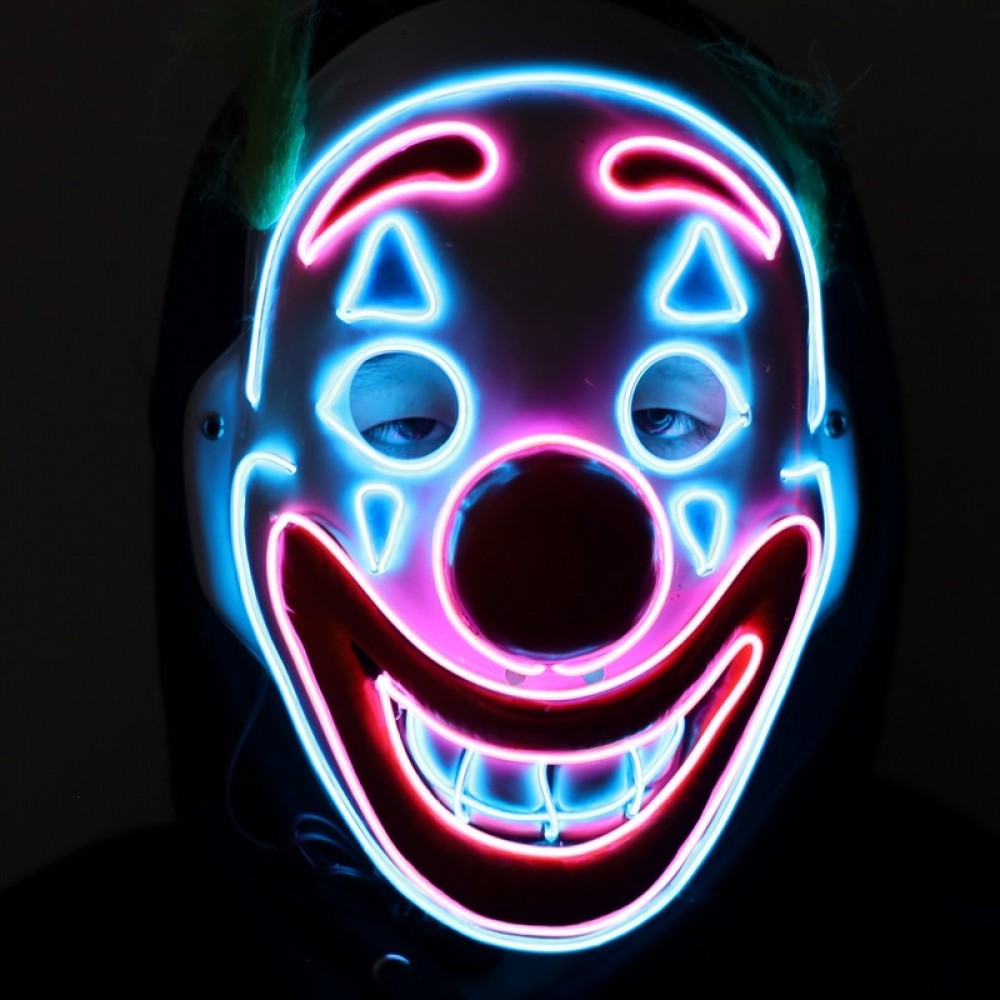 Neon Light-Up Rainbow Clown Mask