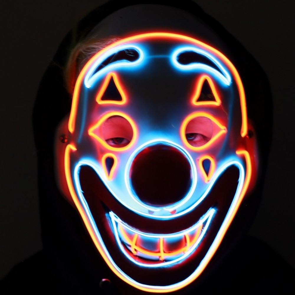 Neon Light-Up Rainbow Clown Mask