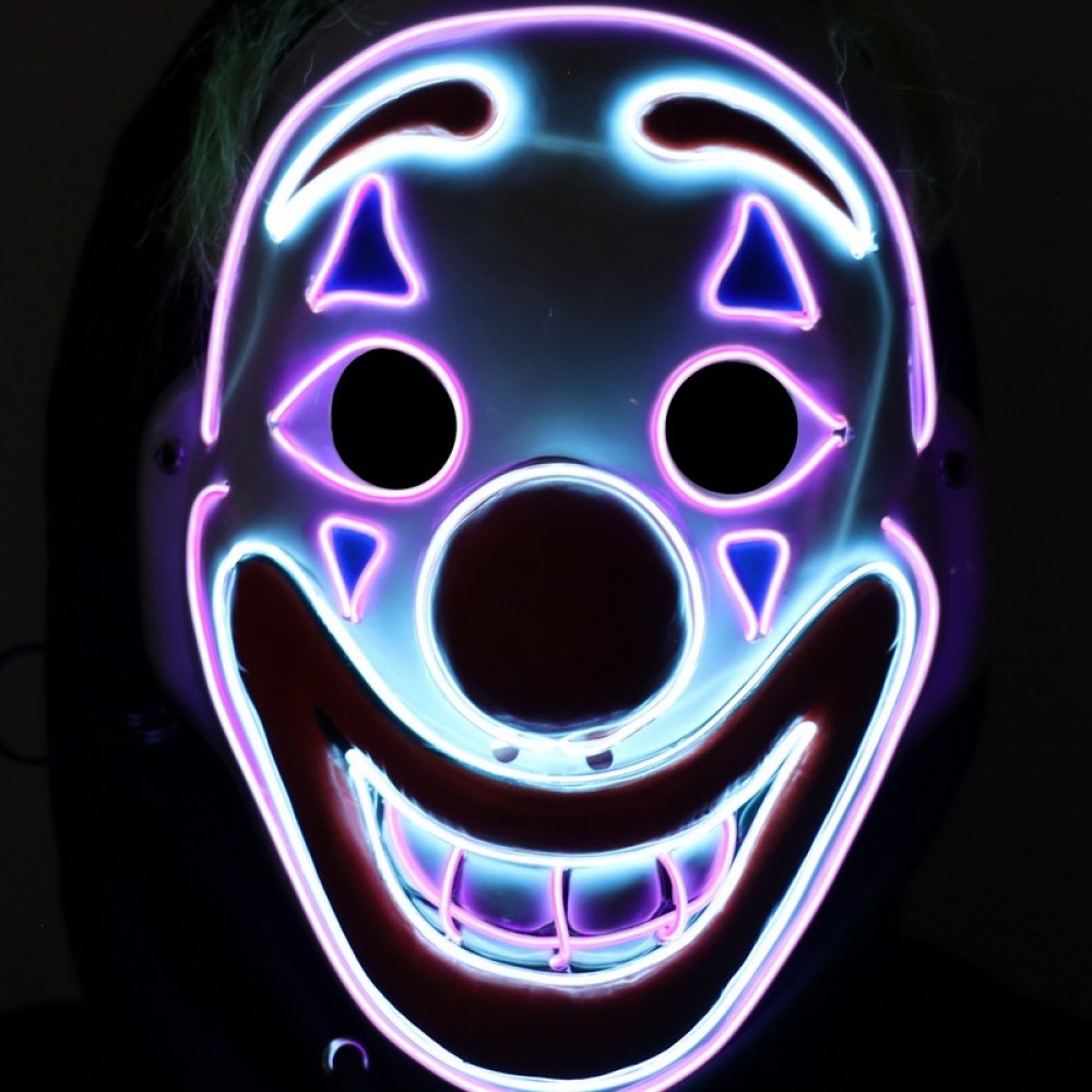 Neon Light-Up Rainbow Clown Mask
