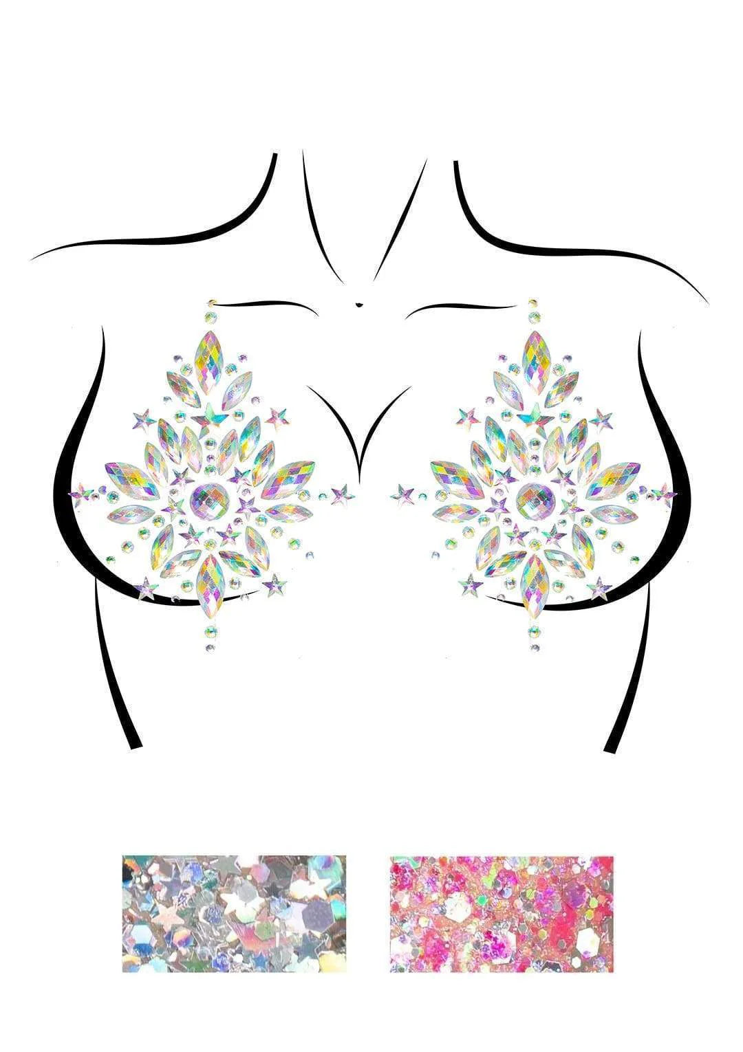 Nipple Jewels Sticker w/ Body Glitter: Cambria