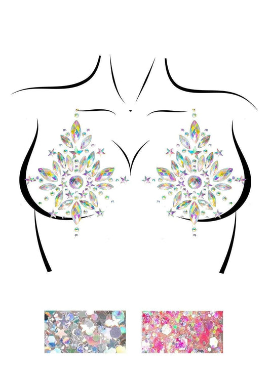 Nipple Jewels Sticker w/ Body Glitter: Cambria