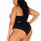Opaque Bandeau and Suspender Bodysuit - Black