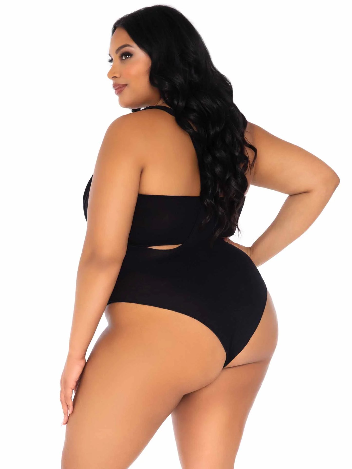 Opaque Bandeau and Suspender Bodysuit - Black