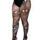 Plus Size Skull Net Pantyhose - Black