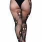 Plus Size Skull Net Pantyhose - Black