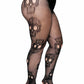 Plus Size Skull Net Pantyhose - Black