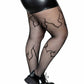 Plus Size Kelly Flame Fishnet Tights - Black