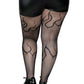 Plus Size Kelly Flame Fishnet Tights - Black