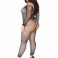 Plus Size Rhinestone Seamless Fishnet Long Bodystocking