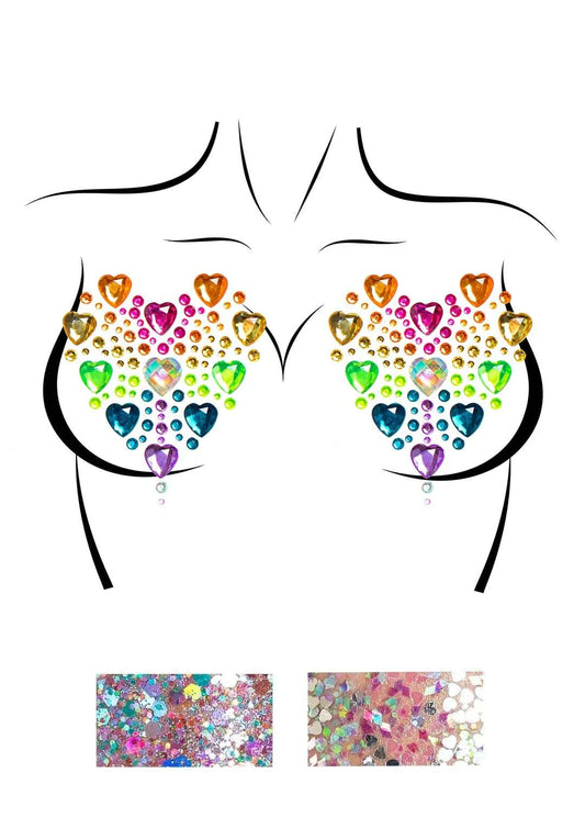 Nipple Jewels Sticker w/ Body Glitter: Prism