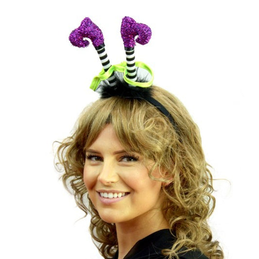 Purple Glitter Witch Legs Headband
