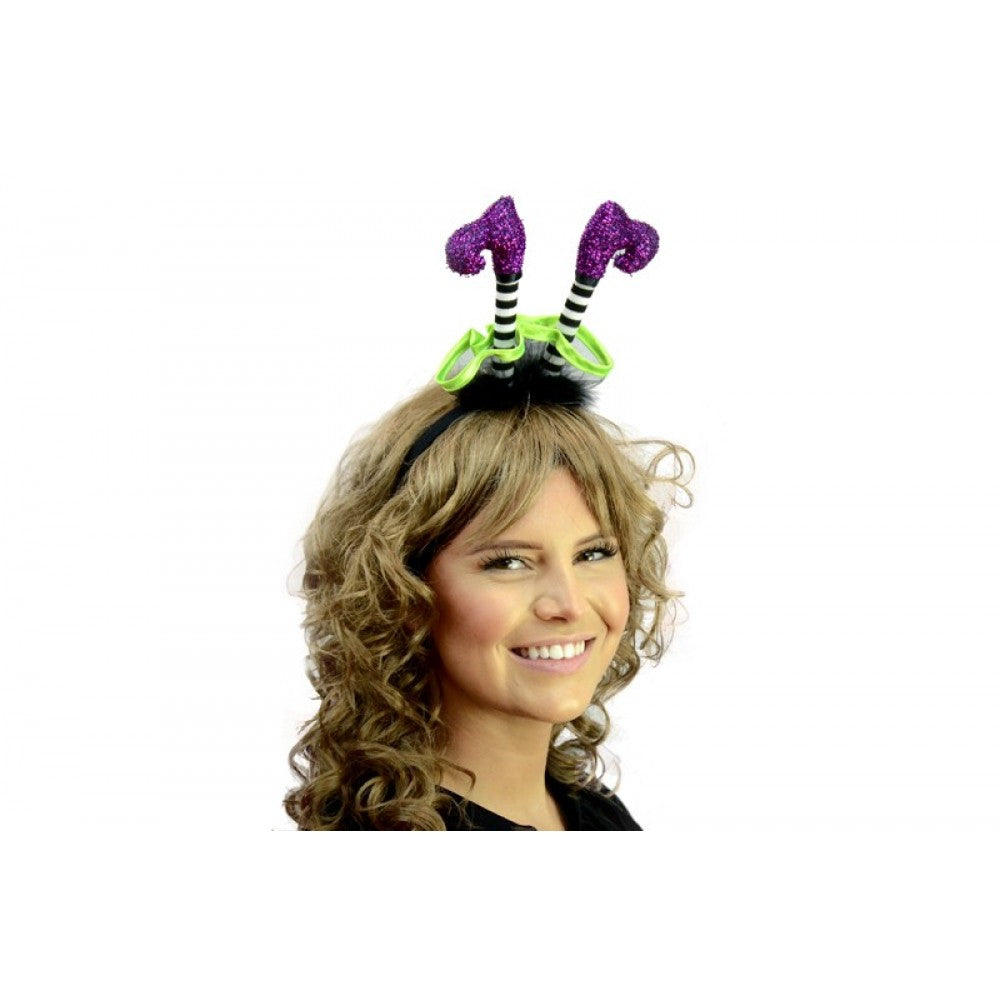 Purple Glitter Witch Legs Headband