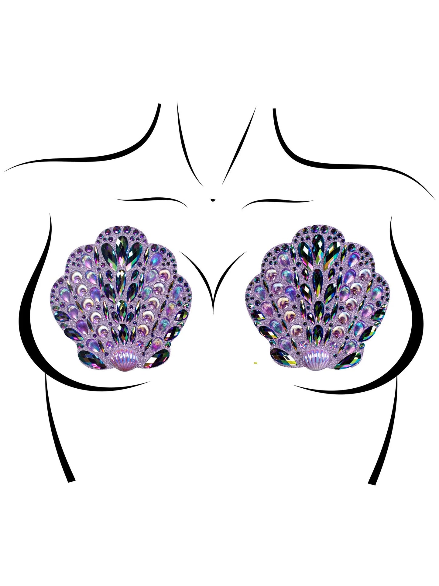 Purple Shell Adhesive Nipple Stickers