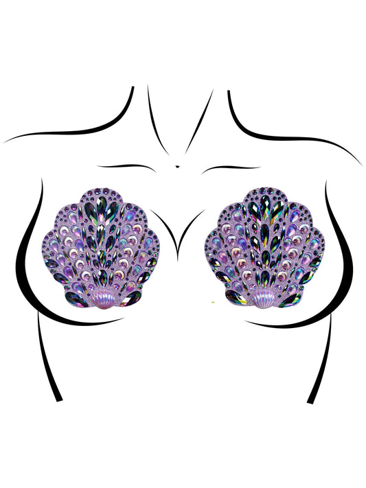Purple Shell Adhesive Nipple Stickers