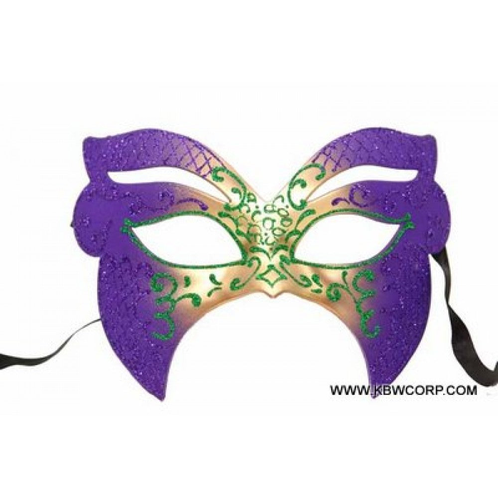 Purple and Green Glitter Mask