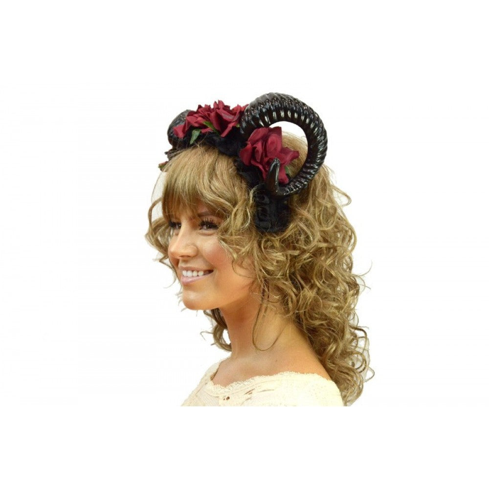 Ram Horn Headband - Black/Red