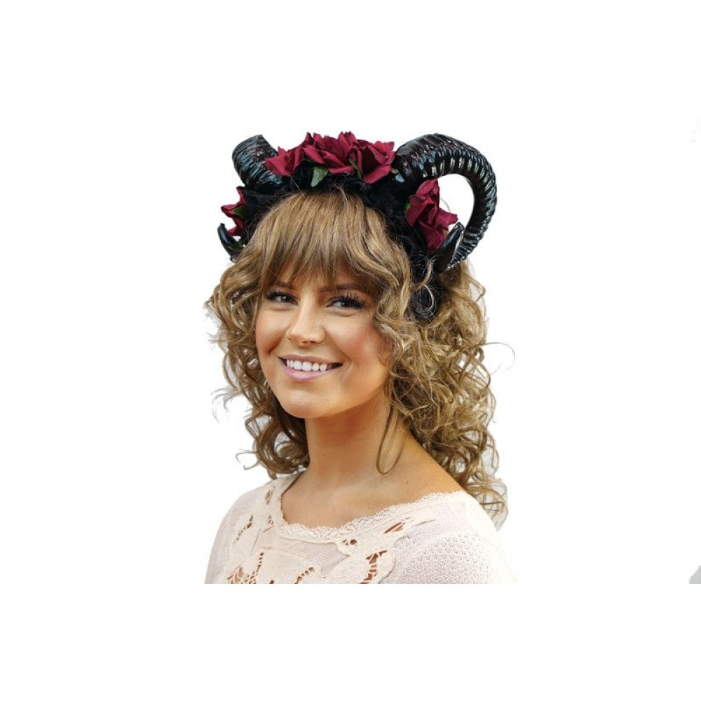 Ram Horn Headband - Black/Red