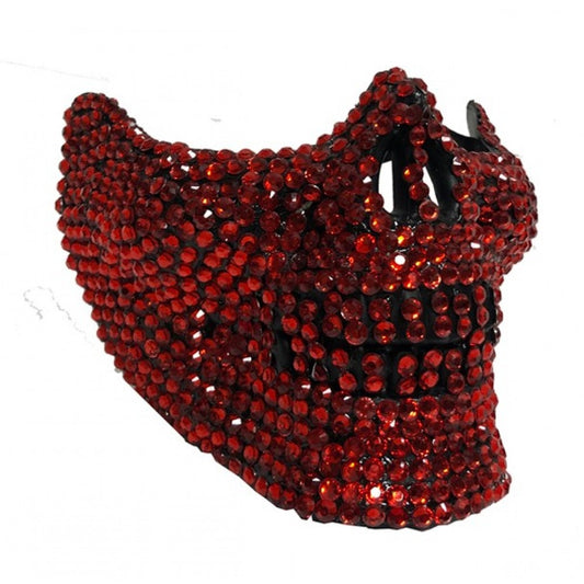Red Rhinestone Skull Half Mask