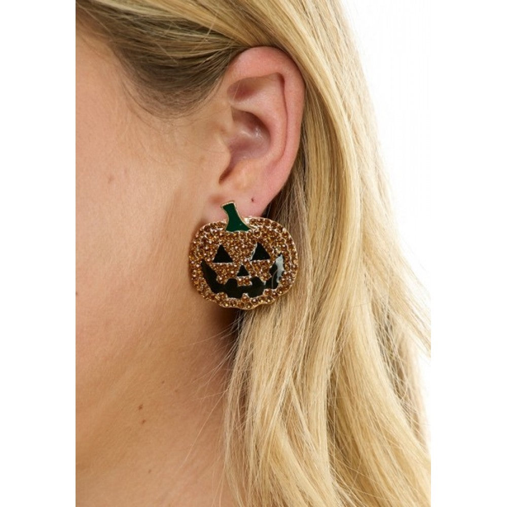 Rhinestone Pumpkin Earrings