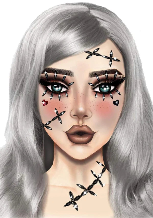 Face Jewels Sticker: Stitches