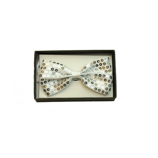 Sequin Bowtie - Silver